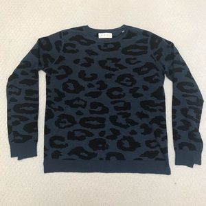 A.L.C. Blue Leopard lightweight wool sweater